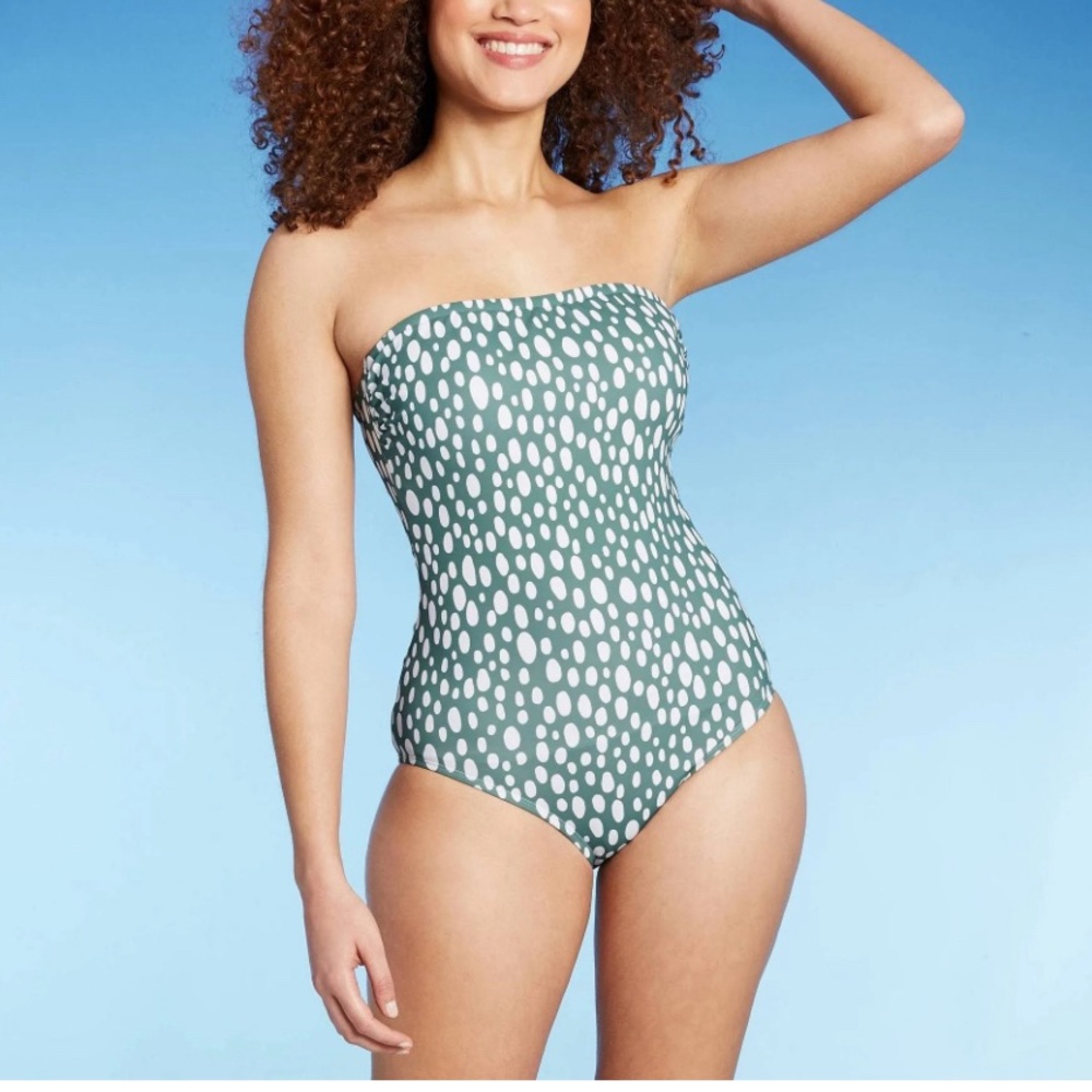 Kona Sol Green and White One Piece Swimsuit Women’s Size Small Summer Beach